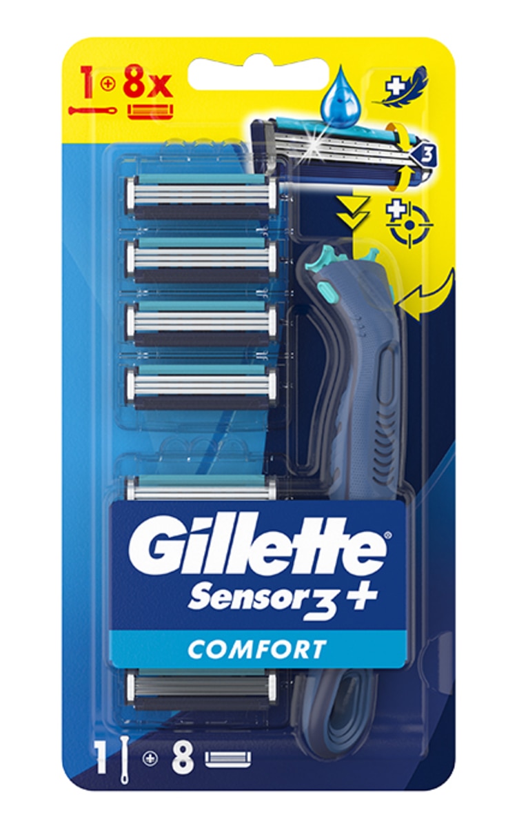 GILLETTE GILLETTE Sensor3 Plus Comfort skuveklis vīriešiem, + 8 kasetnes