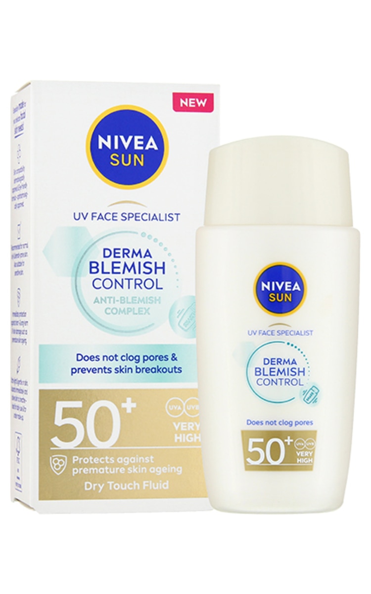 NIVEA NIVEA SUN Derma Blemish Control SPF50+ saules aizsargfluīds taukainai ādai, 40ml 40 ml