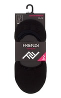 FRIENDS Sieviešu kokvilnas pēdiņas 7731, melnas, izmērs 35-38, 2 pāri