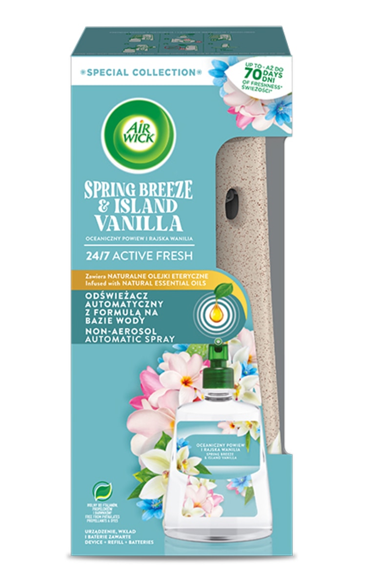 AIR WICK AIR WICK Spring Breeze&Island Vanilla automātiskais gaisa atsvaidzinātājs, 228ml 1 gab.