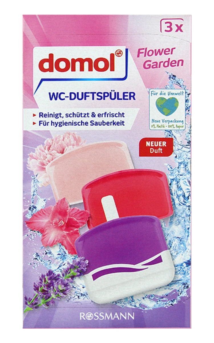 DOMOL DOMOL Flower Garden tualetes poda atsvaidzinošie bloki, 3x55ml 165 ml