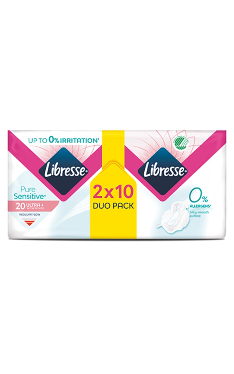 LIBRESSE LIBRESSE Pure Sensitive Ultra+ Regular Wing Duo higiēniskās paketes, 2x10gab. 20 gab.