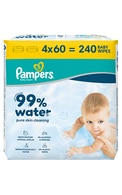 PAMPERS Water mitrās salvetes bērniem, 4x60gab. PAMPERS undefined PAMPERS Water mitrās salvetes bērniem, 4x60gab.
