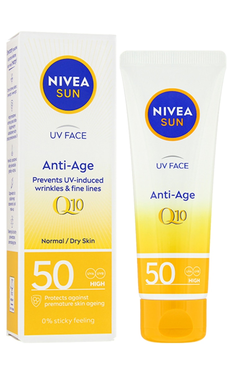 NIVEA NIVEA SUN UV Face Q10 Anti-Age SPF50 солнцезащитный крем для лица для нормальной и сухой кожи лица, 50мл 50 мл