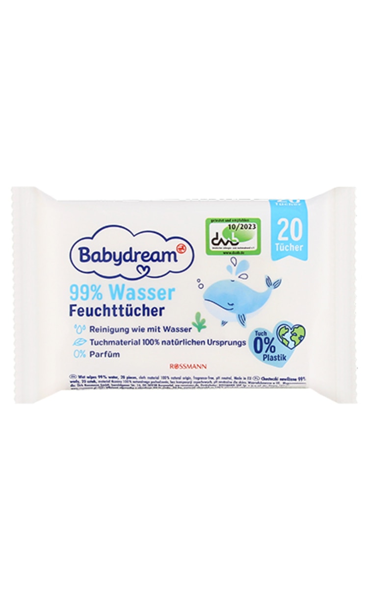 BABY DREAM BABYDREAM Влажные салфетки с 99% воды, 20шт.