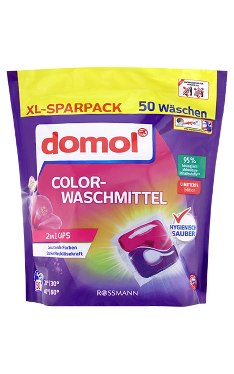 DOMOL DOMOL Color 2in1 gela kapsulas krāsainas veļas mazgāšanai, 50gab.