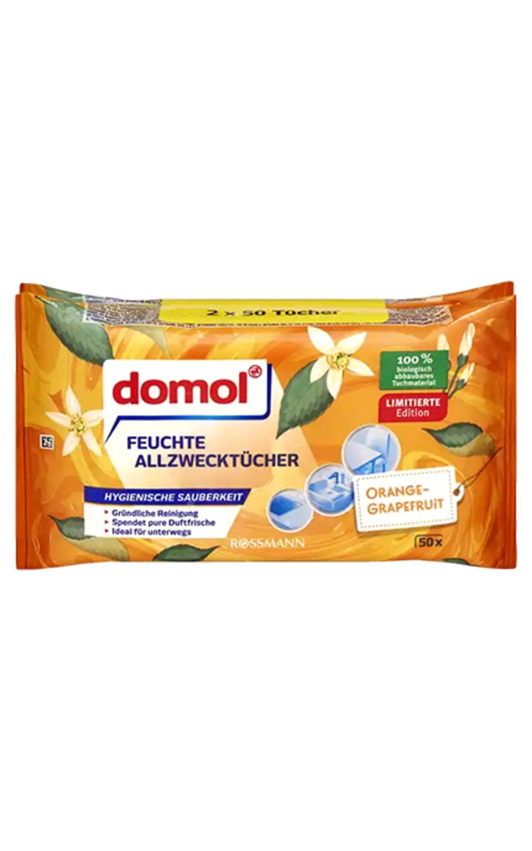 DOMOL DOMOL Orange-Grapefruit универсальные влажные салфетки, 50шт. 100 шт