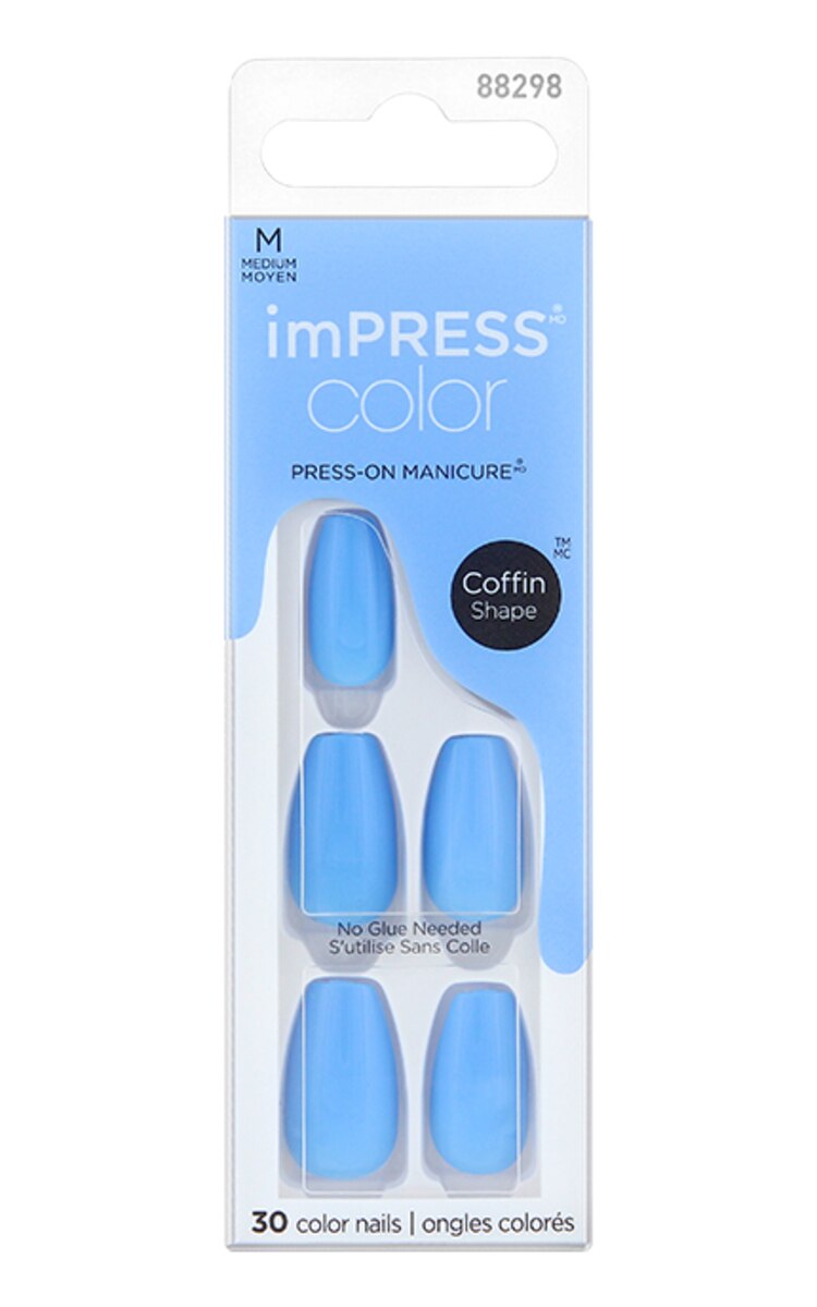 KISS KISS Impress Color комплект накладных ногтей, 513 Serene Blue, 30шт. 1 шт