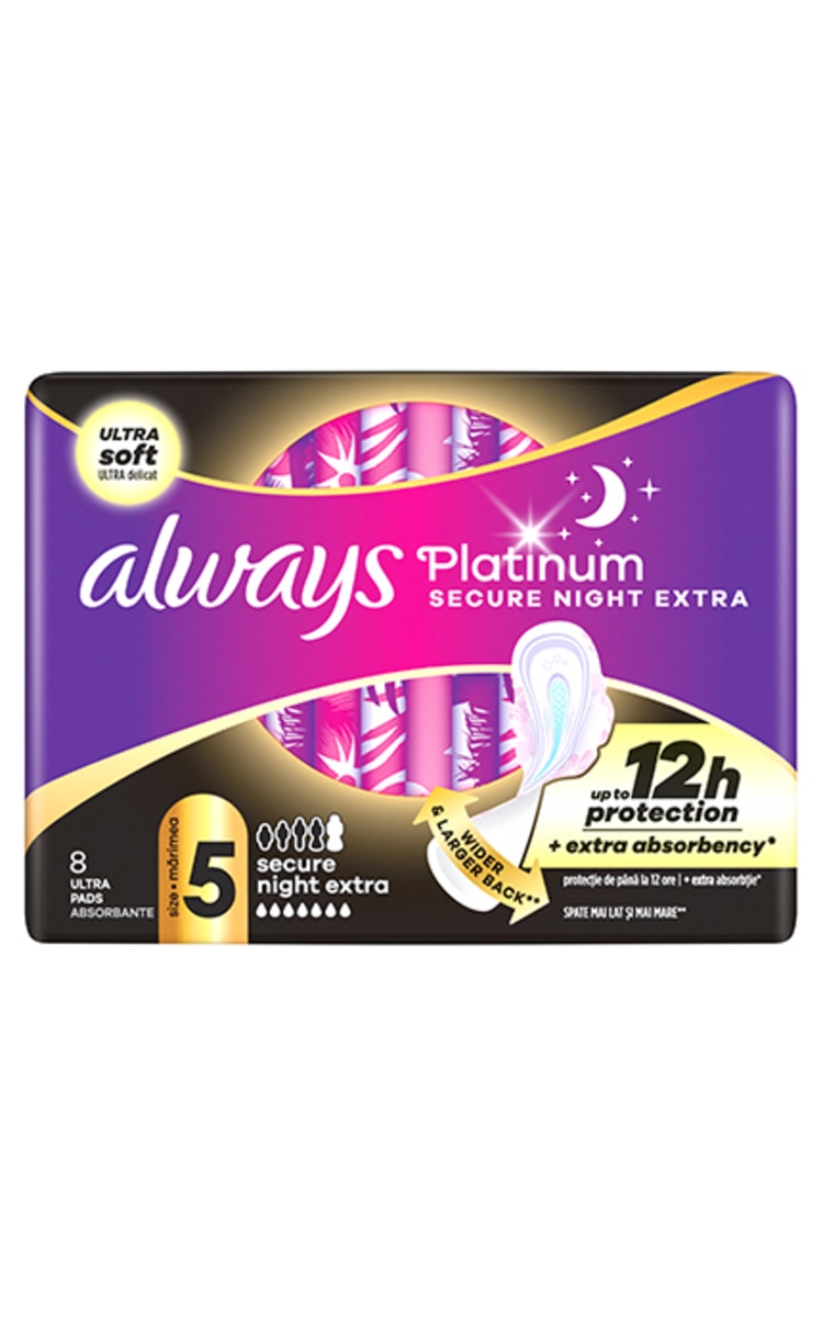 ALWAYS ALWAYS Platinum Secure Night Extra гигиенические прокладки, 8шт.