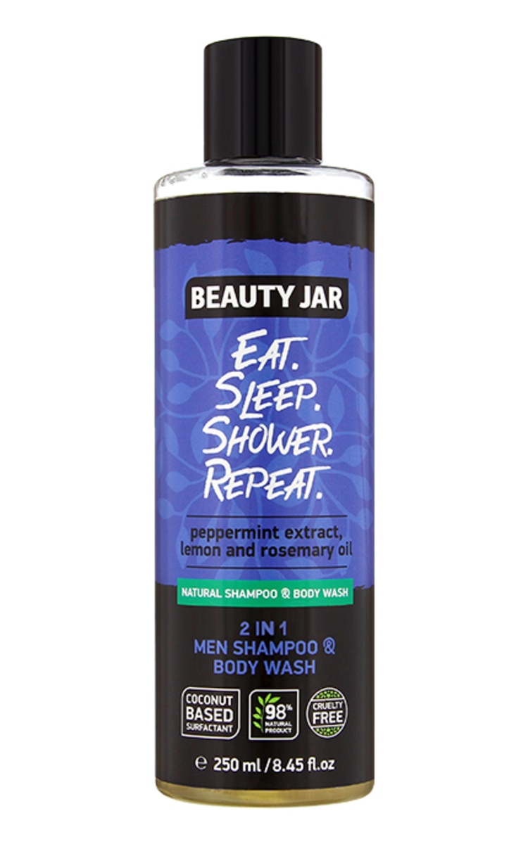 BEAUTY JAR BEAUTY JAR Eat. Sleep. Shower. Repeat dušas želeja un šampūns vīriešiem, 250ml