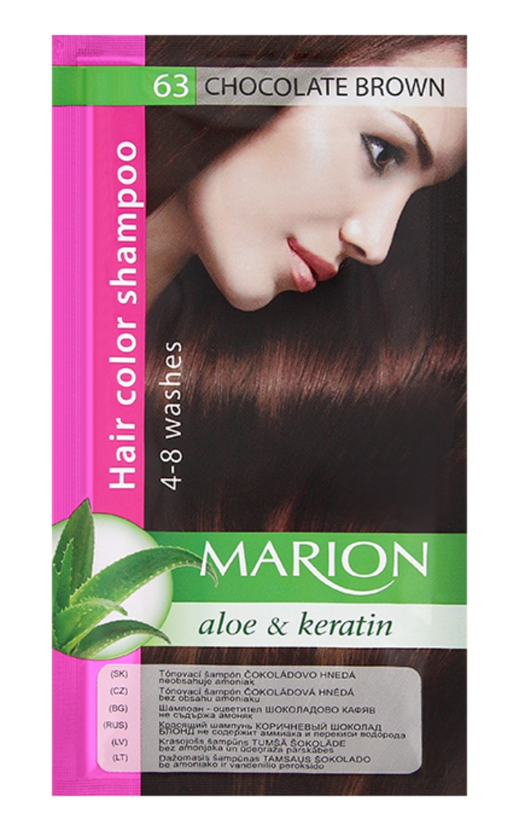 MARION MARION Aloe&Keratin krāsojošais šampūns, 63 Chocolate Brown, 40ml 40 ML