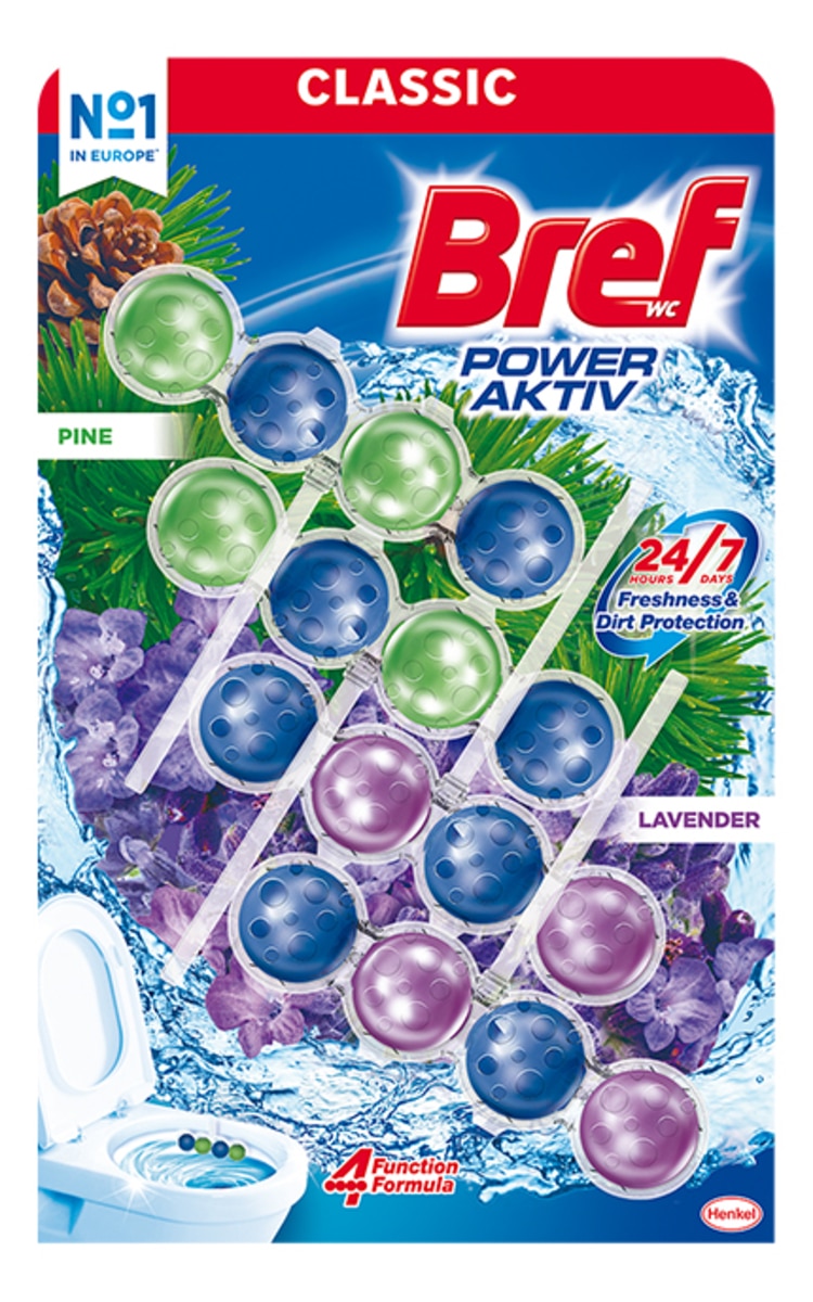 BREF BREF Power Aktiv Lavander-Pine tualetes bloks, 4x50g 200 g