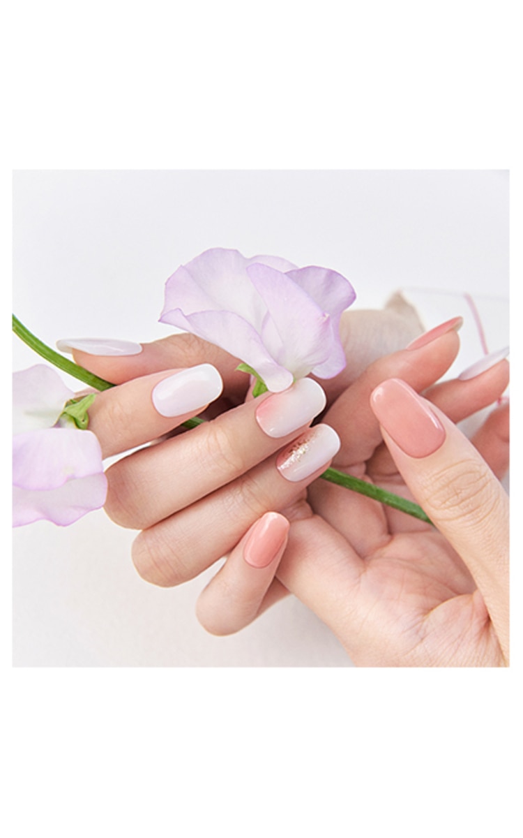 OHORA OHORA Manikīra gela uzlīmju komplekts Semi Cured Gel Nail Strips (N Peach Melba), 30 uzlīmes