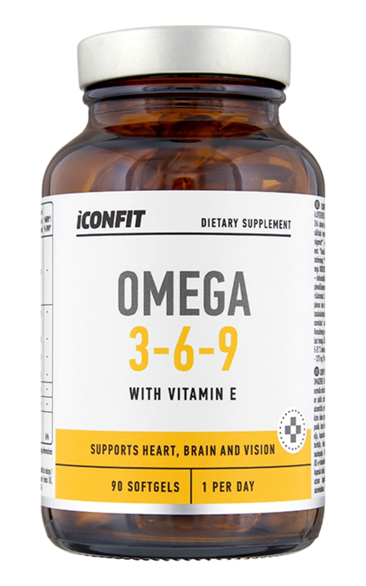 ICONFIT ICONFIT Omega 3-6-9 uztura bagātinātājs ar E vitamīnu, N90, 90 kapsulas