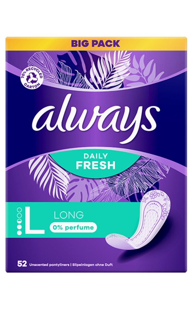 ALWAYS ALWAYS Liners Long 0% Perfume ikdienas ieliktnīši, 52gab. 52 gab.