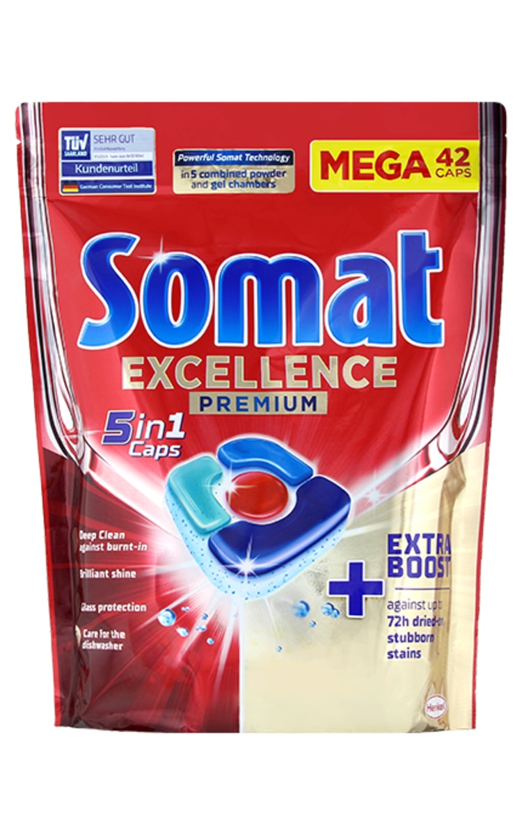 SOMAT SOMAT Excellence Premium 5in1 tabletes trauku mazgāšanas mašīnai, 42gab. 42 gab.