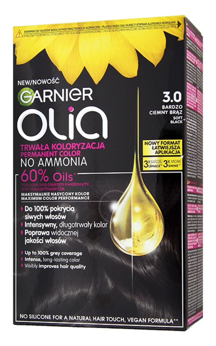 GARNIER OLIA GARNIER OLIA Стойкая краска для волос, 3.0 Soft Black 1 шт