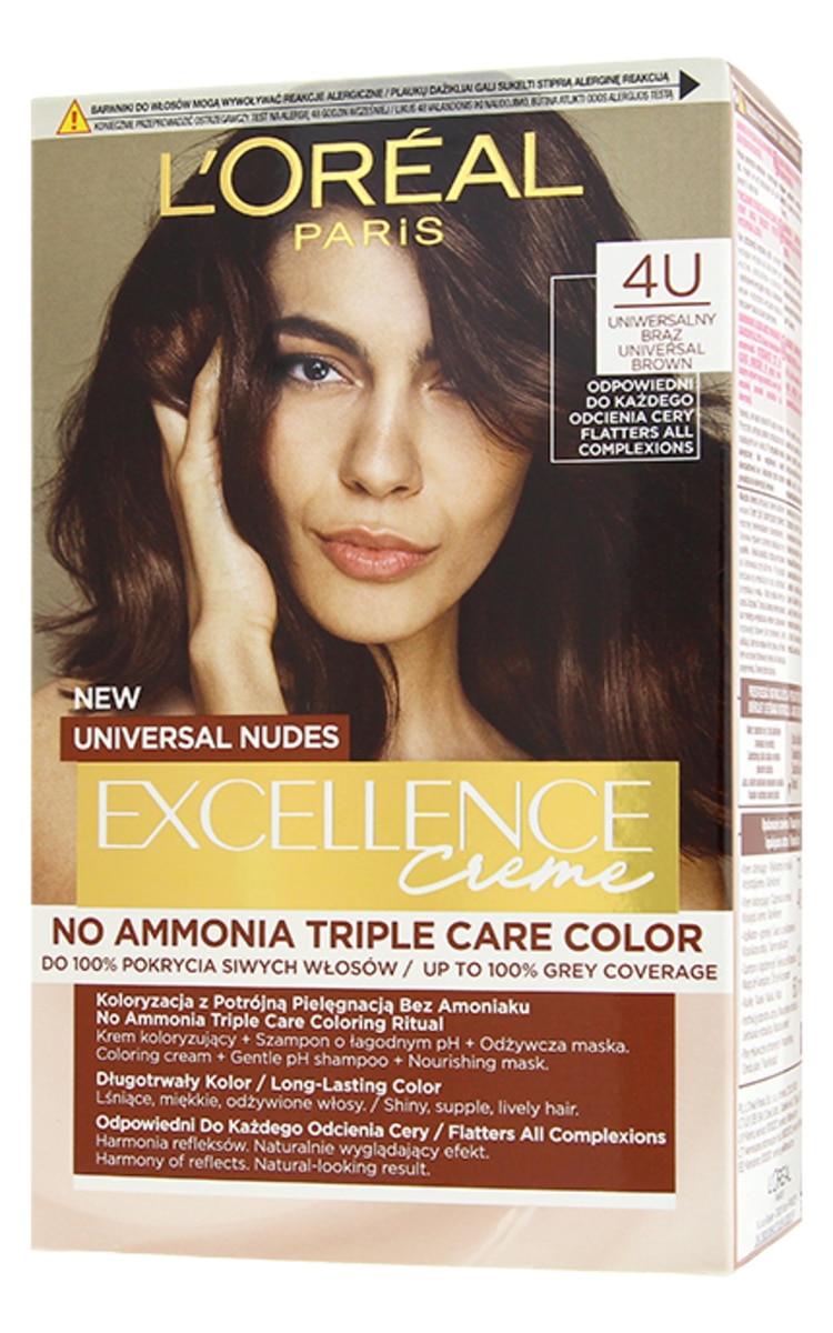 LOREAL EXCELLENCE EXCELLENCE Nudes cтойкая краска для волос 4U, Universal Brown 1 шт