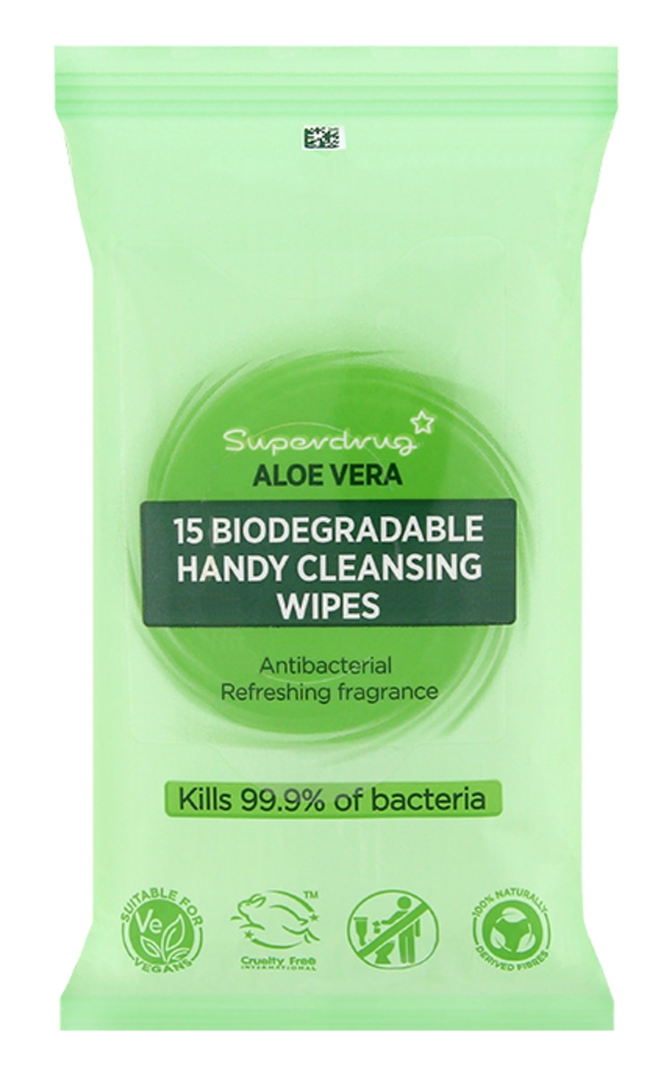 SUPERDRUG SUPERDRUG Aloe Vera Biodegradable влажные салфетки, 15шт. 15 шт