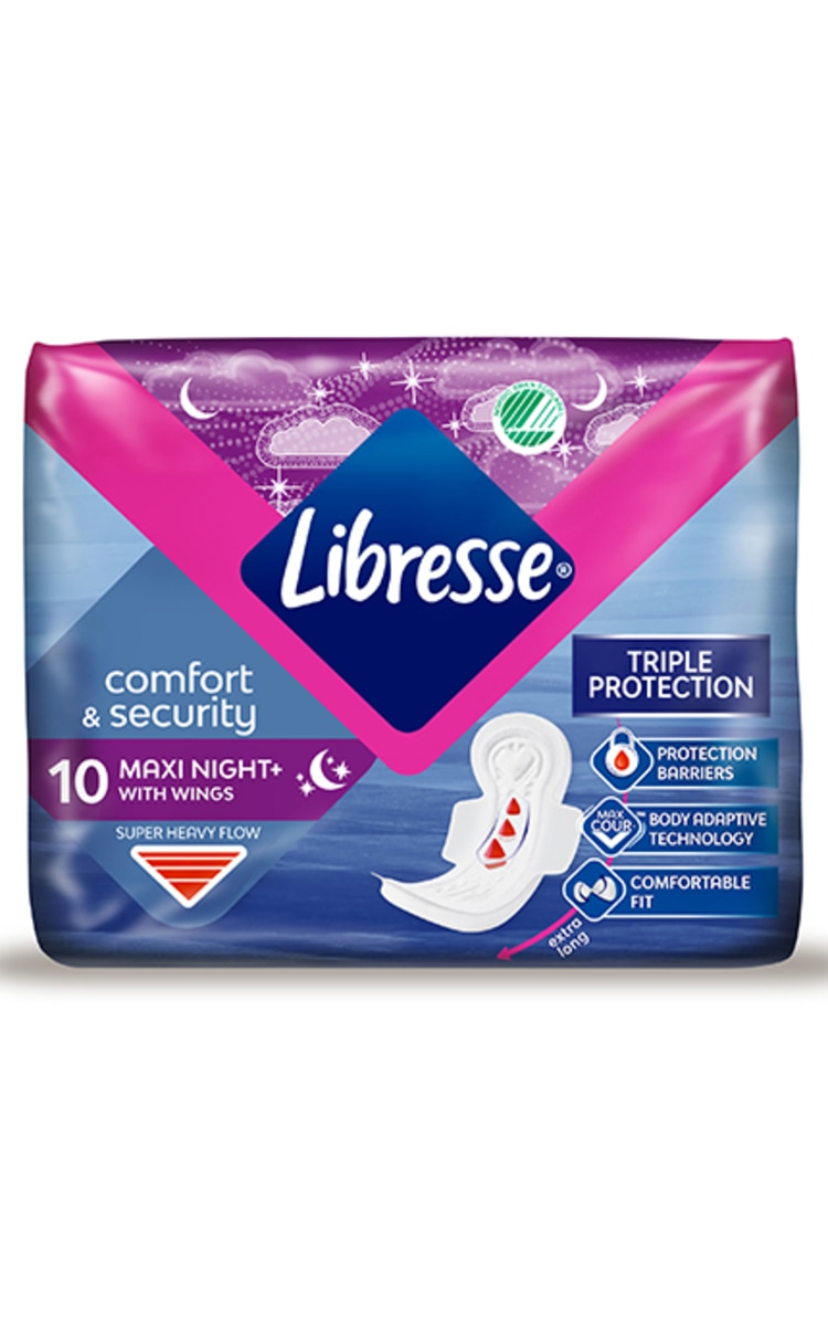 LIBRESSE LIBRESSE Goodnight Maxi+ higiēniskās paketes, 10gab. 10 gab.