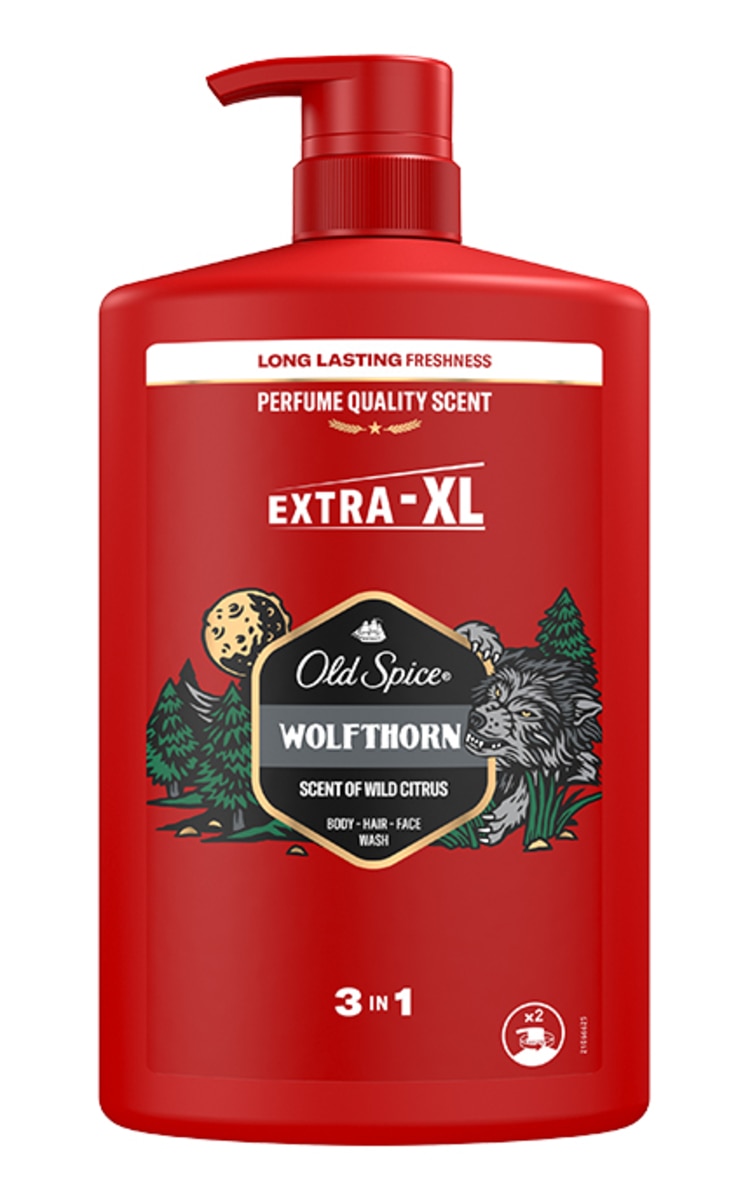 OLD SPICE OLD SPICE Wolfthorn dušas želeja un šampūns vīriešiem, 1000ml 1000 ml