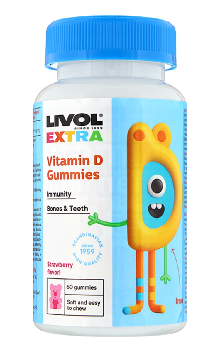 LIVOL LIVOL EXTRA vitamīna D košļājamās pastilas lācīšu formā, 60gab.