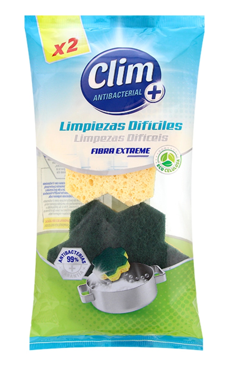 CLIM Antibacterial губки для мытья посуды, 2шт.