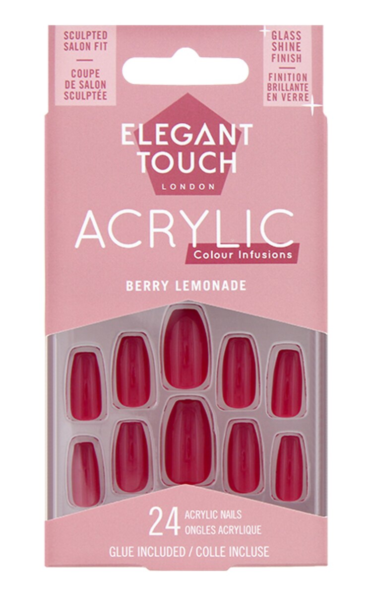 ELEGANT TOUCH ELEGANT TOUCH Acrylic Colour Infusions комплект накладных ногтей, Berry Lemonade, 24шт. 1 шт