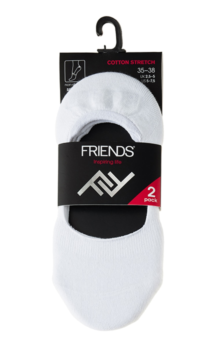 FRIENDS FRIENDS Женские хлопковые следки 7731, белые, размер 35-38, 2 пара White