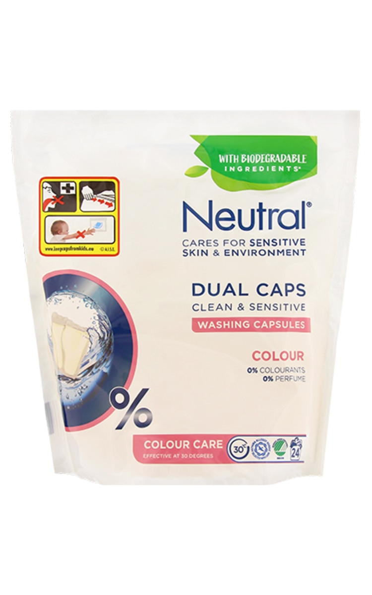 NEUTRAL NEUTRAL Duo Caps Colour kapsulas krāsainas veļas mazgāšanai, 24gab.