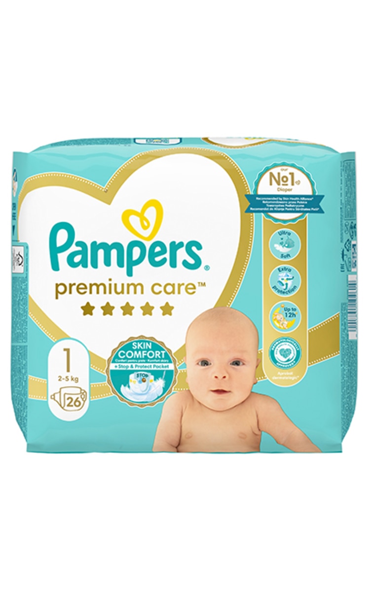 PAMPERS PAMPERS Premium Care, Small Pack, autiņbiksītes, 1. izmērs, 2-5kg, 26gab.