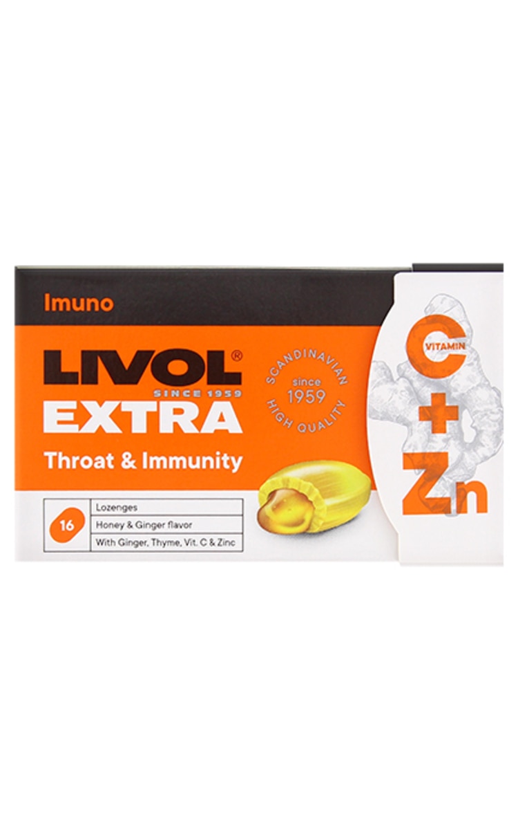 LIVOL LIVOL EXTRA Throat & Immunity Ginger - Honey N16, 16 пастилки 16 шт