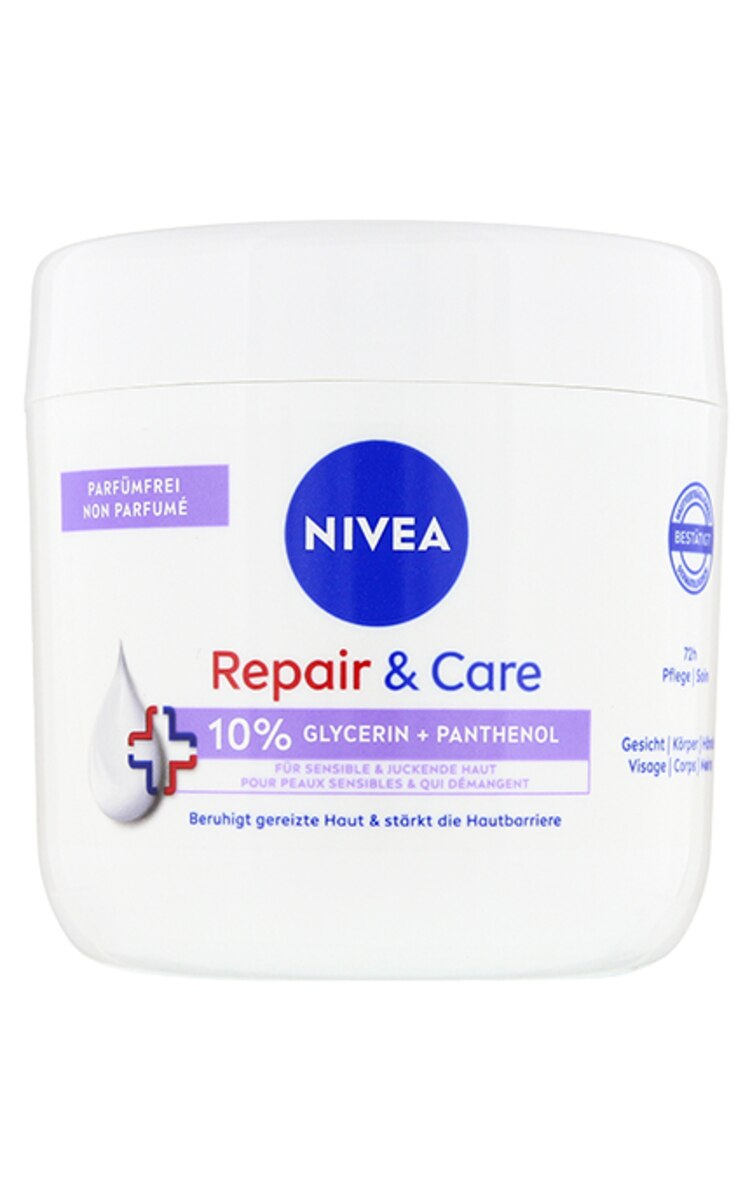 NIVEA NIVEA Repair&Care krēms sejai, rokām un ķermenim ar 10% glicerīnu un pantenolu, 400ml 400 ml