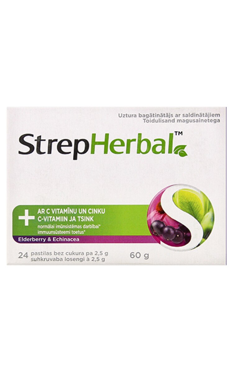 STREPHERBAL Elderberry&Echinacea cосательные пастилки, 24шт