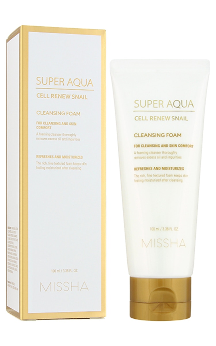 MISSHA MISSHA Super Aqua attīrošās putas sejas ādai ar gliemežu sekrēta filtrātu, 100ml 100 ml