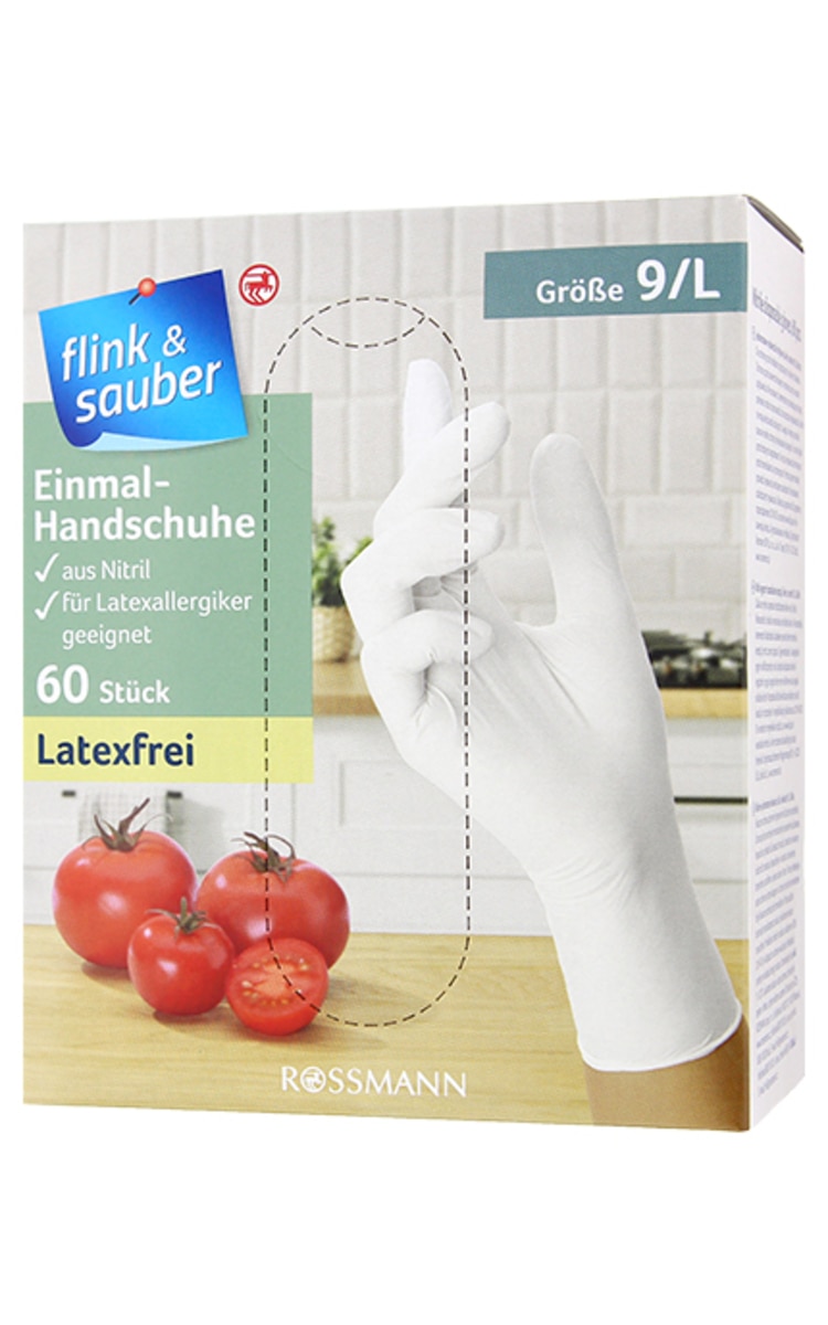 FLINK&SAUBER FLINK&SAUBER Одноразовые перчатки, размер 9/L, 60шт.