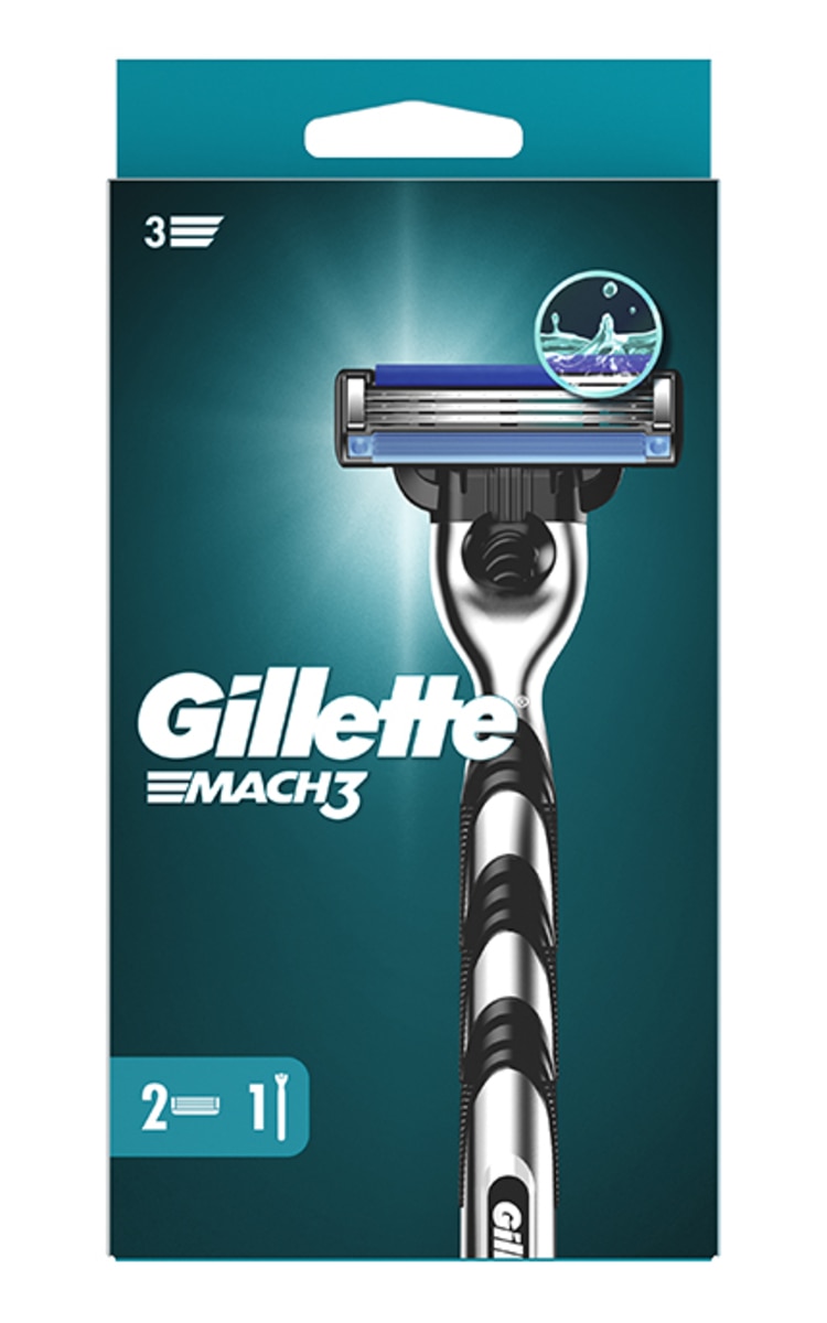 GILLETTE GILLETTE Mach3 skūšanās aparāts vīriešiem+2 kasetnes 1 gab.