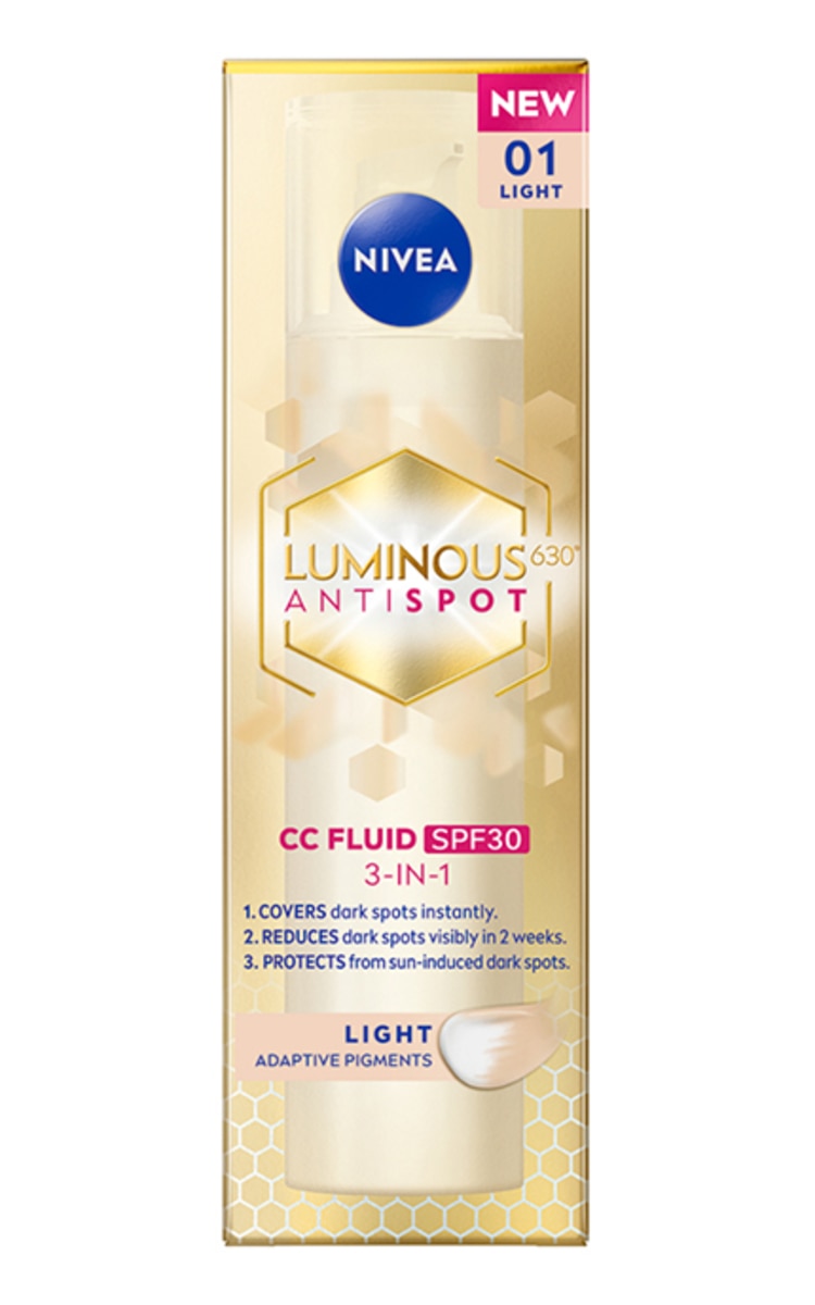 NIVEA VISAGE NIVEA Luminous 630® Antispot CC fluīds ar toni un SPF30, 01 Light, 40ml 40 ml