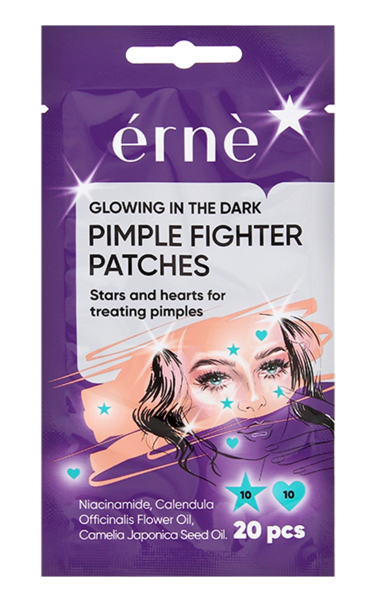 ERNE Glowing Pimple Fighter Stars&Hearts Patches pūtīšu plāksteri, 20gab.