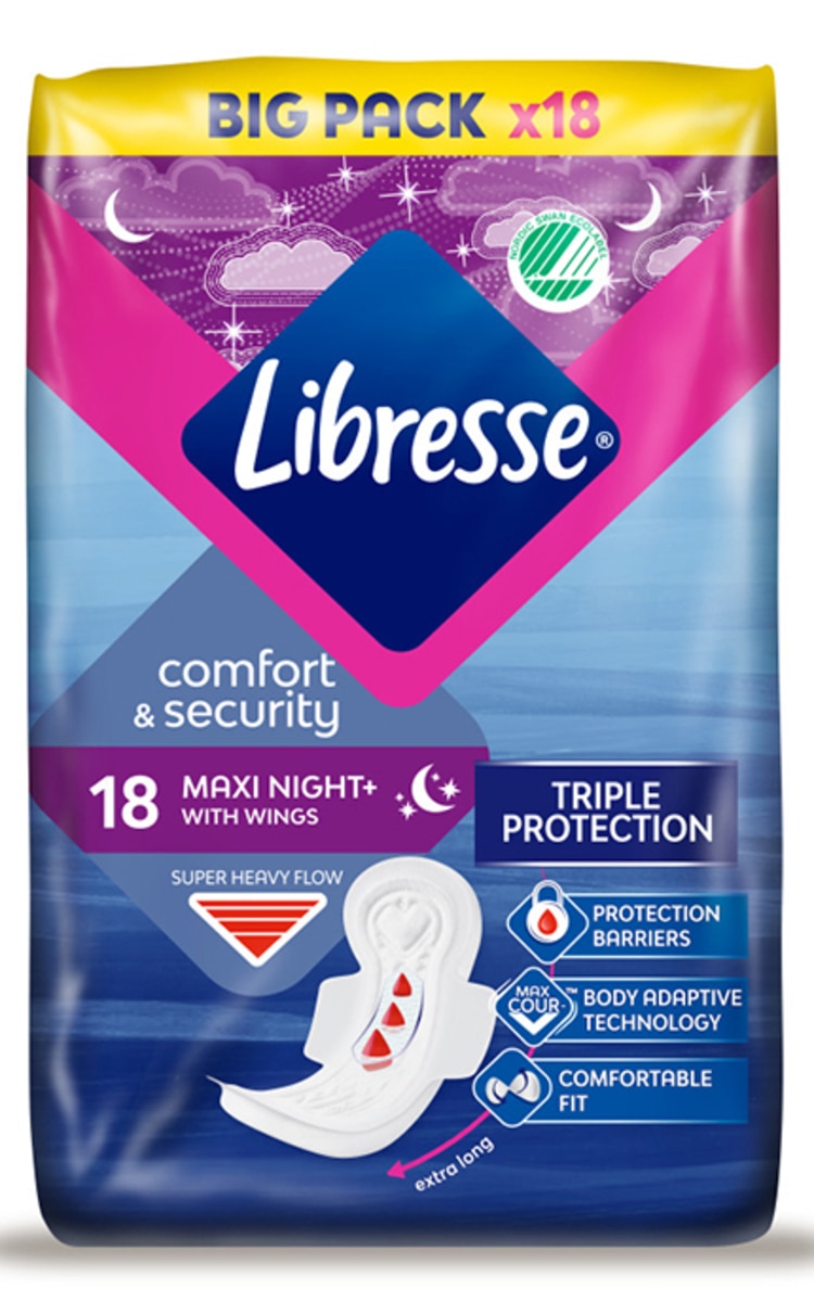 LIBRESSE LIBRESSE Maxi Goodnight Duo гигиенические прокладки, 18шт. 18 шт