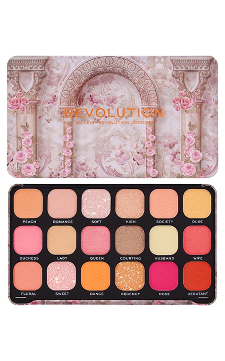 MAKE UP REVOLUTION MAKEUP REVOLUTION Forever Flawless Regal Romance acu ēnu palete, 18 toņi 1 gab.