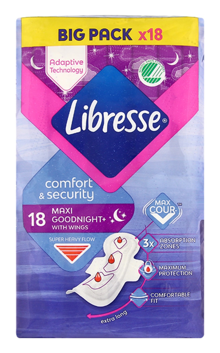 LIBRESSE LIBRESSE Maxi Goodnight Duo higiēniskās paketes, 18gab. 18 gab.