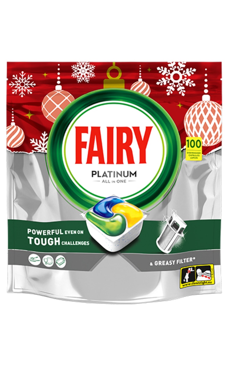 FAIRY FAIRY Platinum Lemon Christmas and Winter kapsulas trauku mazgāšanas mašīnai, 100gab.