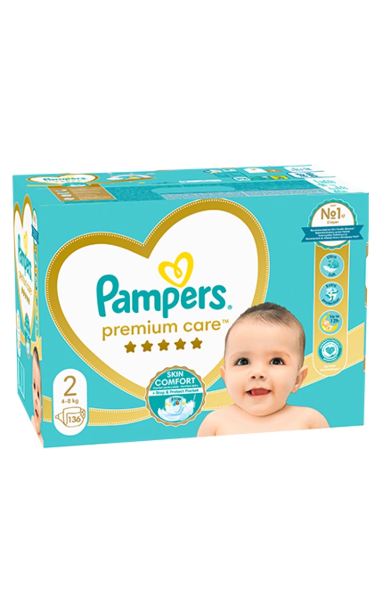 PAMPERS PAMPERS Premium Care Mega Box S2 подгузники, 4-8кг, 136шт. 136 шт