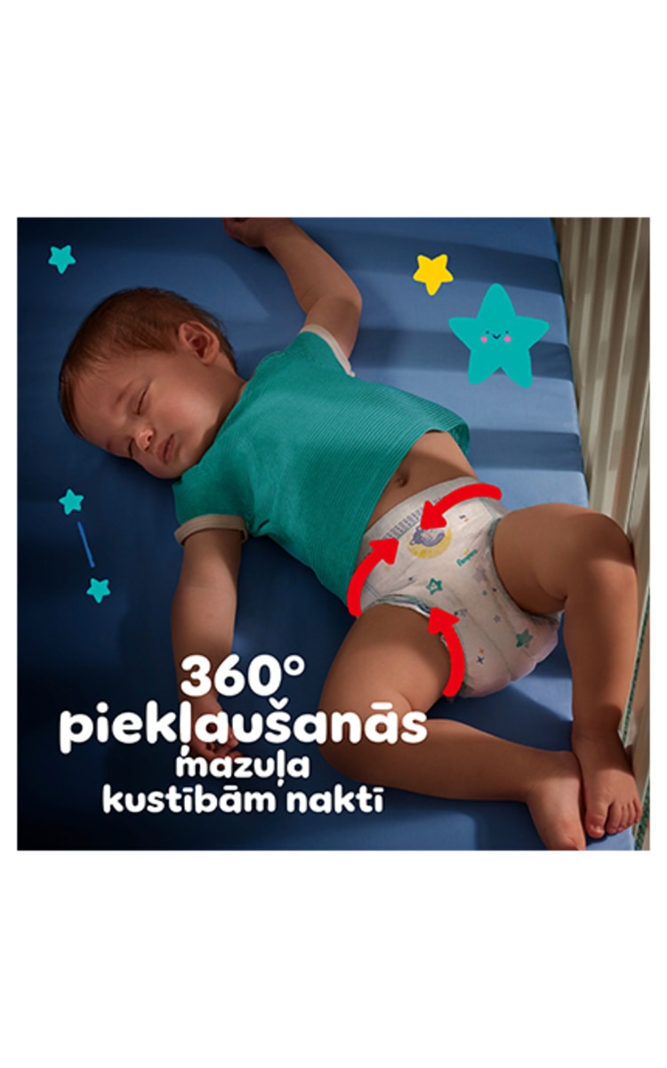 PAMPERS PAMPERS Night Pants S4 biksītes aizsardzībai nakts laikā, 9-15kg, 25gab. 25 gab.
