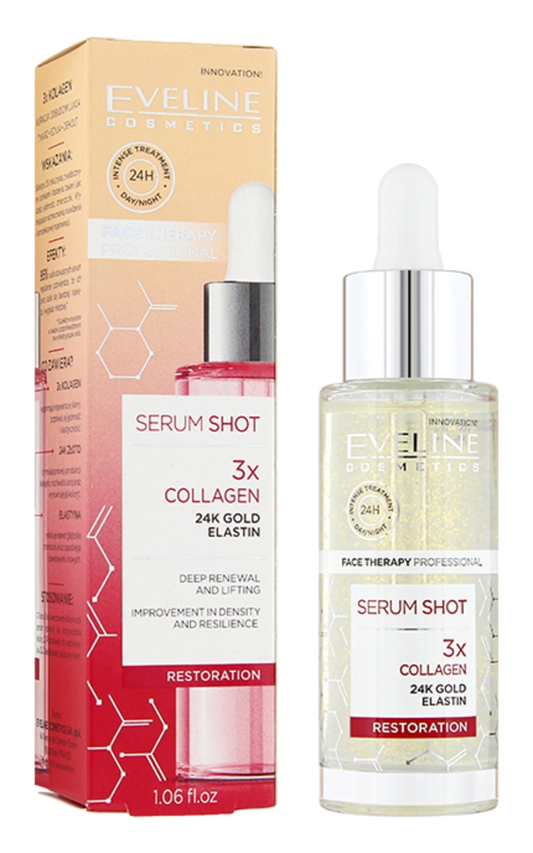 EVELINE EVELINE Serum Shot 3x Collagen увлажняющая процедура для лица, шеи и декольте, 30мл