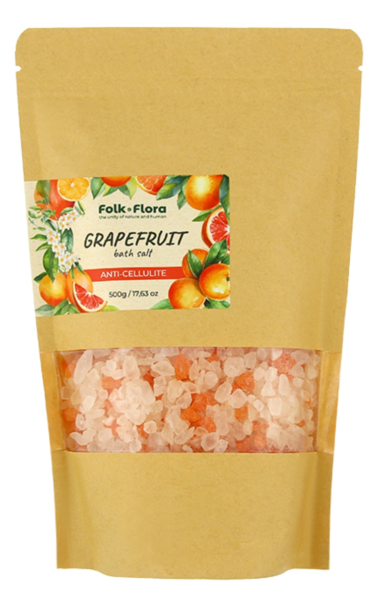 FOLK&FLORA FOLK&FLORA Vannas sāls Grapefruit, Anti-cellulite, 500g