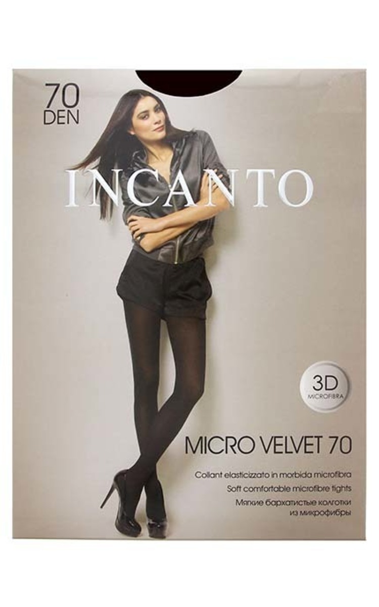 INCANTO INCANTO Micro Velvet 70den zeķbikses, Nero, izmērs 4 Ultra Black