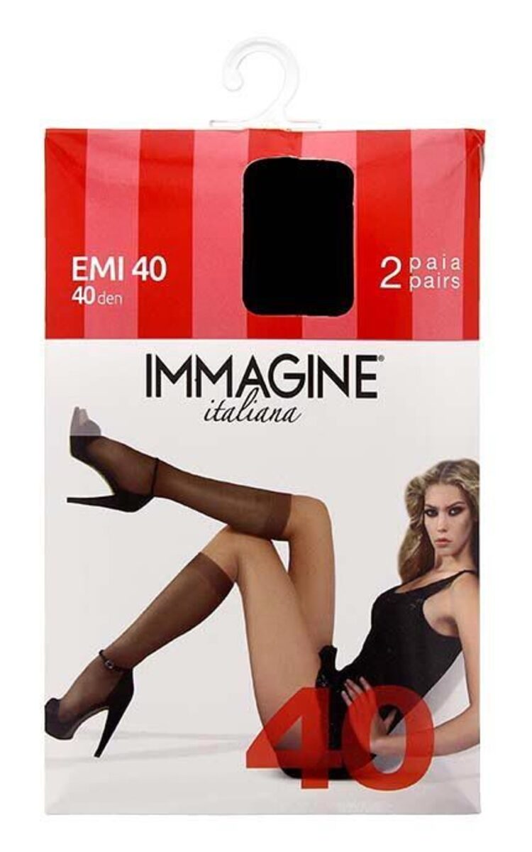 IMMAGINE IMMAGINE Emi 40den pusgarās zeķes, Nero, 2 pāri Ultra Black