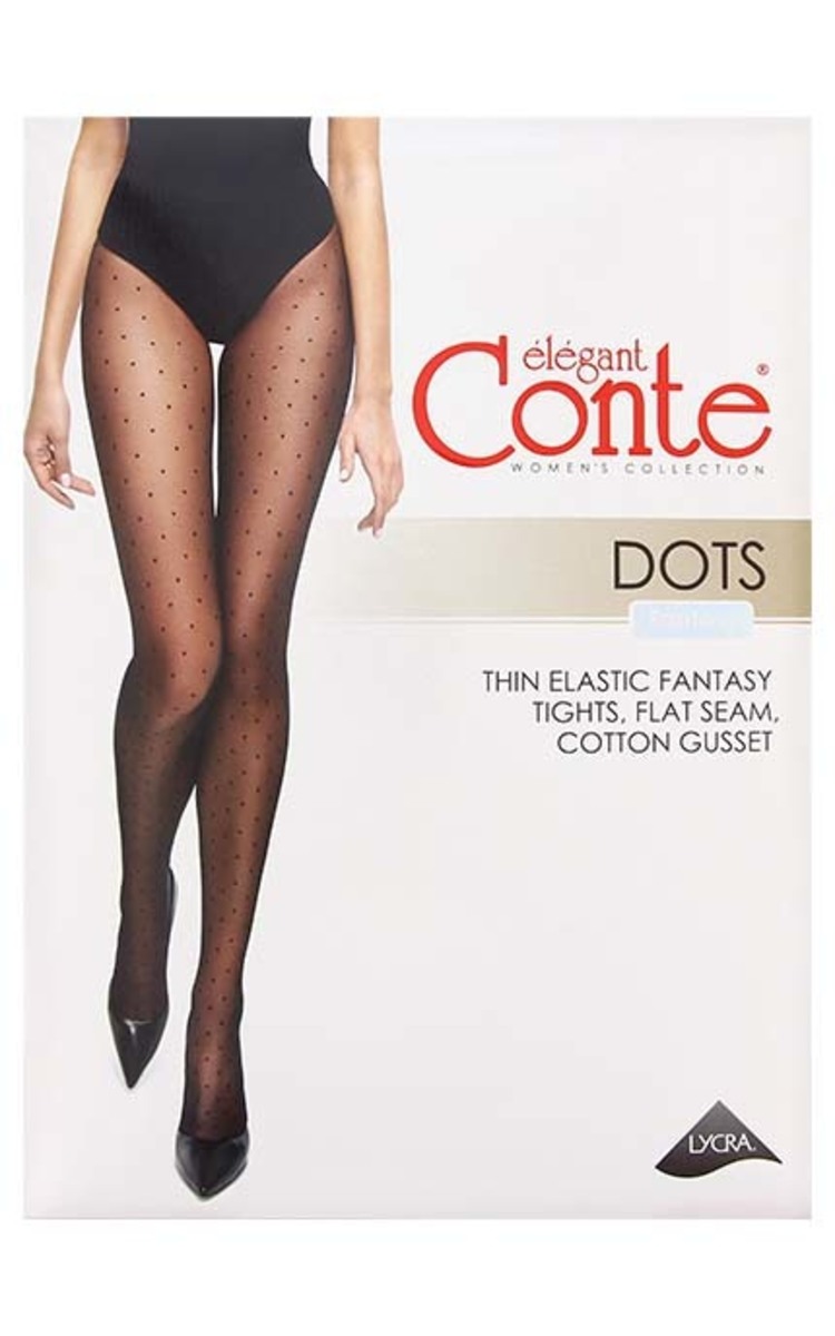 CONTE CONTE Fantasy Dots 20den zeķbikses, Nero, izmērs 3 Ultra Black